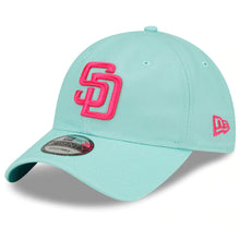 Load image into Gallery viewer, San Diego Padres New Era MLB 9TWENTY 920 Adjustable Cap Hat Light Teal Crown/Visor Magenta Logo (2022 City Connect)