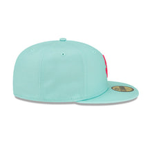 Load image into Gallery viewer, (Youth) San Diego Padres New Era MLB 59FIFTY 5950 Fitted Cap Hat Light Teal Crown/Visor Magenta Logo (2022 City Connect)