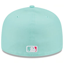 Load image into Gallery viewer, (Youth) San Diego Padres New Era MLB 59FIFTY 5950 Fitted Cap Hat Light Teal Crown/Visor Magenta Logo (2022 City Connect)