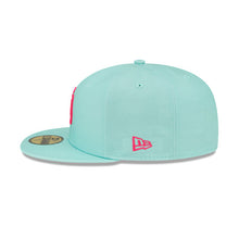 Load image into Gallery viewer, (Youth) San Diego Padres New Era MLB 59FIFTY 5950 Fitted Cap Hat Light Teal Crown/Visor Magenta Logo (2022 City Connect)