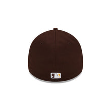 Load image into Gallery viewer, San Diego Padres New Era MLB 39THIRTY 3930 Flexfit Cap Hat Brown Crown/Visor Red/Yellow Swinging Friar Logo (2022 Clubhouse Cooperstown Collection)