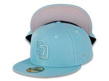Load image into Gallery viewer, San Diego Padres New Era MLB 59FIFTY 5950 Fitted Cap Hat Light Blue Crown/Visor White Logo (Color Pack)