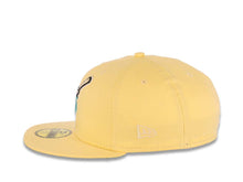 Load image into Gallery viewer, San Diego Padres New Era MLB 59FIFTY 5950 Fitted Cap Hat Light Yellow Crown/Visor Teal/White Swinging Friar Logo 40th Anniversary Side Patch Teal UV