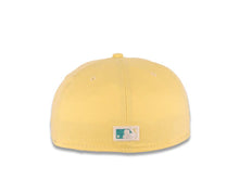 Load image into Gallery viewer, San Diego Padres New Era MLB 59FIFTY 5950 Fitted Cap Hat Light Yellow Crown/Visor Teal/White Swinging Friar Logo 40th Anniversary Side Patch Teal UV