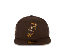 Load image into Gallery viewer, San Diego Padres New Era MLB 59FIFTY 5950 Fitted Cap Hat Brown Crown/Visor Brown/Yellow Catching Friar Logo 40th Anniversary Side Patch Yellow UV