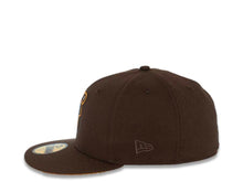 Load image into Gallery viewer, San Diego Padres New Era MLB 59FIFTY 5950 Fitted Cap Hat Brown Crown/Visor Brown/Yellow Catching Friar Logo 40th Anniversary Side Patch Yellow UV