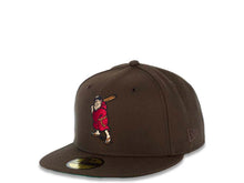 Load image into Gallery viewer, San Diego Padres New Era MLB 59FIFTY 5950 Fitted Cap Hat Brown Crown/Visor Maroon/Khaki Batting Friar Logo Stadium Side Patch Green UV