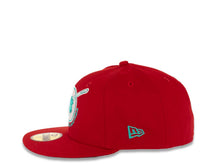 Load image into Gallery viewer, San Diego Padres New Era MLB 59FIFTY 5950 Fitted Cap Hat Red Crown/Visor Teal/White Swinging Friar Logo 25th Anniversary Side Patch Teal UV