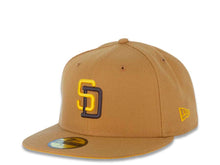 Load image into Gallery viewer, San Diego Padres New Era MLB 59FIFTY 5950 Fitted Cap Hat Panama Tan Crown/Visor Yellow/Brown Logo 2016 All-Star Game Side Patch Yellow UV