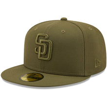 Load image into Gallery viewer, San Diego Padres New Era MLB 59FIFTY 5950 Fitted Cap Hat Olive Green Crown/Visor Olive Green Logo (Color Pack)