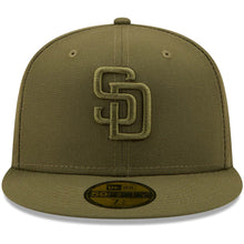 Load image into Gallery viewer, San Diego Padres New Era MLB 59FIFTY 5950 Fitted Cap Hat Olive Green Crown/Visor Olive Green Logo (Color Pack)