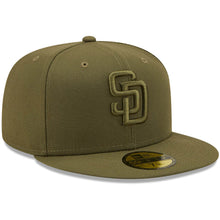 Load image into Gallery viewer, San Diego Padres New Era MLB 59FIFTY 5950 Fitted Cap Hat Olive Green Crown/Visor Olive Green Logo (Color Pack)