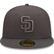 Load image into Gallery viewer, San Diego Padres New Era MLB 59FIFTY 5950 Fitted Cap Hat Dark Gray Crown/Visor Dark Gray Logo (Color Pack)
