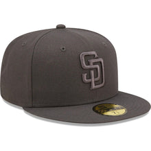 Load image into Gallery viewer, San Diego Padres New Era MLB 59FIFTY 5950 Fitted Cap Hat Dark Gray Crown/Visor Dark Gray Logo (Color Pack)