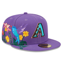 Load image into Gallery viewer, Arizona Diamondbacks New Era MLB 59FIFTY 5950 Fitted Cap Hat Purple Crown/Visor Team Color Retro Logo (Blooming)