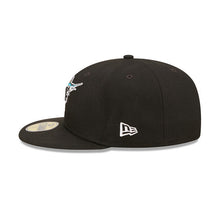Load image into Gallery viewer, Florida Marlins New Era MLB 59FIFTY 5950 Fitted Cap Hat Black Crown/Visor Team Color Retro Logo (Blooming)