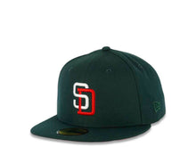 Load image into Gallery viewer, San Diego Padres New Era MLB 59FIFTY 5950 Fitted Cap Hat Dark Green Crown/Visor White/Red Logo 1992 All-Star Game Side Patch Red UV
