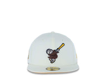 Load image into Gallery viewer, San Diego Padres New Era MLB 59FIFTY 5950 Fitted Cap Hat Chrome White Crown/Visor Brown/Yellow Swinging Friar Logo 1978 All-Star Game Side Patch Yellow UV