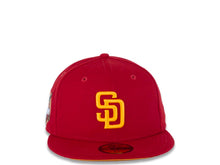 Load image into Gallery viewer, San Diego Padres New Era MLB 59FIFTY 5950 Fitted Cap Hat Red Crown/Visor Yellow Logo 40th Anniversary Side Patch Yellow UV