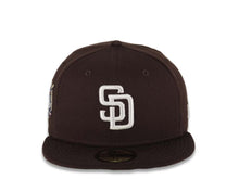 Load image into Gallery viewer, San Diego Padres New Era MLB 59FIFTY 5950 Fitted Cap Hat Dark Brown Crown/Visor White Logo 40th Anniversary Side Patch Gray UV