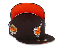 Load image into Gallery viewer, San Diego Padres New Era MLB 59FIFTY 5950 Fitted Cap Hat Dark Brown Crown/Visor Orange/Gold Swinging Friar Logo Established 1969 Padres Side Patch Orange UV