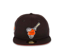Load image into Gallery viewer, San Diego Padres New Era MLB 59FIFTY 5950 Fitted Cap Hat Dark Brown Crown/Visor Orange/Gold Swinging Friar Logo Established 1969 Padres Side Patch Orange UV