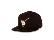 Load image into Gallery viewer, San Diego Padres New Era MLB 59FIFTY 5950 Fitted Cap Hat Dark Brown Crown/Visor Dark Brown/White Swinging Friar Logo 40th Anniversary Side Patch