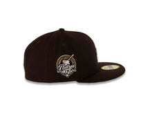 Load image into Gallery viewer, San Diego Padres New Era MLB 59FIFTY 5950 Fitted Cap Hat Dark Brown Crown/Visor Dark Brown/White Swinging Friar Logo 40th Anniversary Side Patch