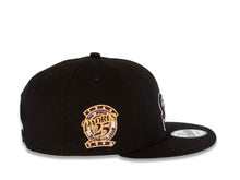Load image into Gallery viewer, San Diego Padres New Era MLB 9FIFTY 950 Snapback Cap Hat Black Crown/Visor Maroon/Metallic Gold Swinging Friar Logo 25th Anniversary Side Patch Gray UV