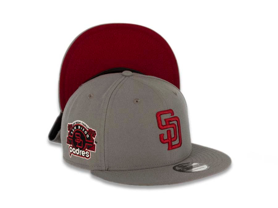 San Diego Padres New Era MLB 9FIFTY 950 Snapback Cap Hat Dark Gray  Crown/Visor Caridnal Logo Stadium Side Patch Cardinal UV