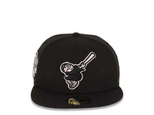 Load image into Gallery viewer, San Diego Padres New Era MLB 59FIFTY 5950 Fitted Cap Hat Black Crown/Visor Black/Pink Swining Friar Logo Stadium Side Patch Pink UV