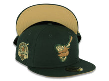 Load image into Gallery viewer, San Diego Padres New Era MLB 59FIFTY 5950 Fitted Cap Hat Dark Green Crown/Visor Wheat/Yellow Green Friar Logo 40th Anniversary Side Patch Yellow UV
