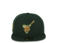 Load image into Gallery viewer, San Diego Padres New Era MLB 59FIFTY 5950 Fitted Cap Hat Dark Green Crown/Visor Wheat/Yellow Green Friar Logo 40th Anniversary Side Patch Yellow UV