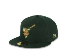 Load image into Gallery viewer, San Diego Padres New Era MLB 59FIFTY 5950 Fitted Cap Hat Dark Green Crown/Visor Wheat/Yellow Green Friar Logo 40th Anniversary Side Patch Yellow UV