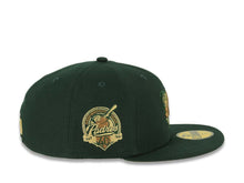Load image into Gallery viewer, San Diego Padres New Era MLB 59FIFTY 5950 Fitted Cap Hat Dark Green Crown/Visor Wheat/Yellow Green Friar Logo 40th Anniversary Side Patch Yellow UV