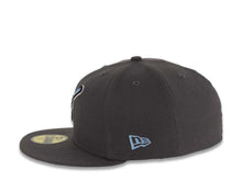 Load image into Gallery viewer, San Diego Padres New Era MLB 59FIFTY 5950 Fitted Cap Hat Dark Gray Crown/Visor Black/Sky Blue Swinging Friar Logo Go Padres Side Patch Turquoise UV