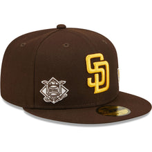 Load image into Gallery viewer, San Diego Padres New Era MLB 59FIFTY 5950 Fitted Cap Hat Dark Brown Crown/Visor Yellow Team Color Logo (Identity)