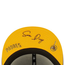 Load image into Gallery viewer, San Diego Padres New Era MLB 59FIFTY 5950 Fitted Cap Hat Dark Brown Crown/Visor Yellow Team Color Logo (Identity)