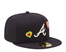 Load image into Gallery viewer, Atlanta Braves New Era MLB 59FIFTY 5950 Fitted Cap Hat Navy Crown/Visor Team Color Logo (Chain Stitch Heart)