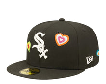 Load image into Gallery viewer, Chicago White Sox New Era MLB 59FIFTY 5950 Fitted Cap Hat Black Crown/Visor Team Color Logo (Chain Stitch Heart)