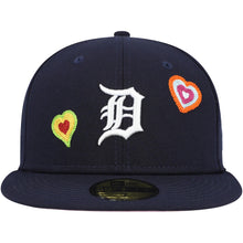 Load image into Gallery viewer, Detroit Tigers New Era MLB 59FIFTY 5950 Fitted Cap Hat Navy Blue Crown/Visor Team Color Logo Pink UV (Chain Stitch Heart )