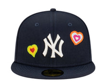 Load image into Gallery viewer, New York Yankees New Era MLB 59FIFTY 5950 Fitted Cap Hat Navy Crown/Visor Team Color Logo (Chain Stitch Heart)