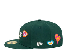 Load image into Gallery viewer, Oakland A's Athletics New Era MLB 59FIFTY 5950 Fitted Cap Hat Dark Green Crown/Visor Team Color Logo (Chain Stitch Heart)