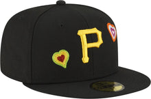 Load image into Gallery viewer, Pittsburgh Pirates New Era MLB 59FIFTY 5950 Fitted Cap Hat Black Crown/Visor Team Color Logo (Chain Stitch Heart)
