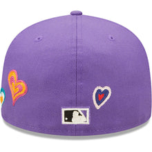 Load image into Gallery viewer, Arizona Diamondbacks New Era MLB 59FIFTY 5950 Fitted Cap Hat Purple Crown/Visor Team Color Cooperstown Logo Pink UV (Chain Stitch Heart)