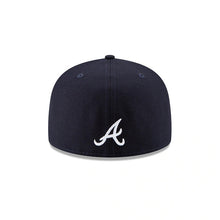 Load image into Gallery viewer, Atlanta Braves New Era MLB 59FIFTY 5950 Fitted Cap Hat Navy Crown/Visor Team Color Logo (Side Patch Bloom)