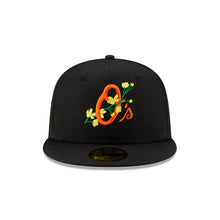 Load image into Gallery viewer, Baltimore Orioles New Era MLB 59FIFTY 5950 Fitted Cap Hat Black Crown/Visor Team Color Logo (Side Patch Bloom)