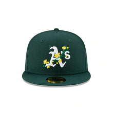 Load image into Gallery viewer, Oakland Athletics New Era MLB 59FIFTY 5950 Fitted Cap Hat Dark Green Crown/Visor Team Color Logo (Side Patch Bloom)
