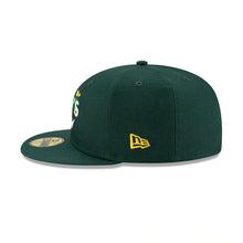 Load image into Gallery viewer, Oakland Athletics New Era MLB 59FIFTY 5950 Fitted Cap Hat Dark Green Crown/Visor Team Color Logo (Side Patch Bloom)