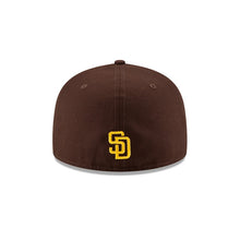 Load image into Gallery viewer, San Diego Padres New Era MLB 59FIFTY 5950 Fitted Cap Hat Dark Brown Crown/Visor Team Color Logo (Side Patch Bloom)